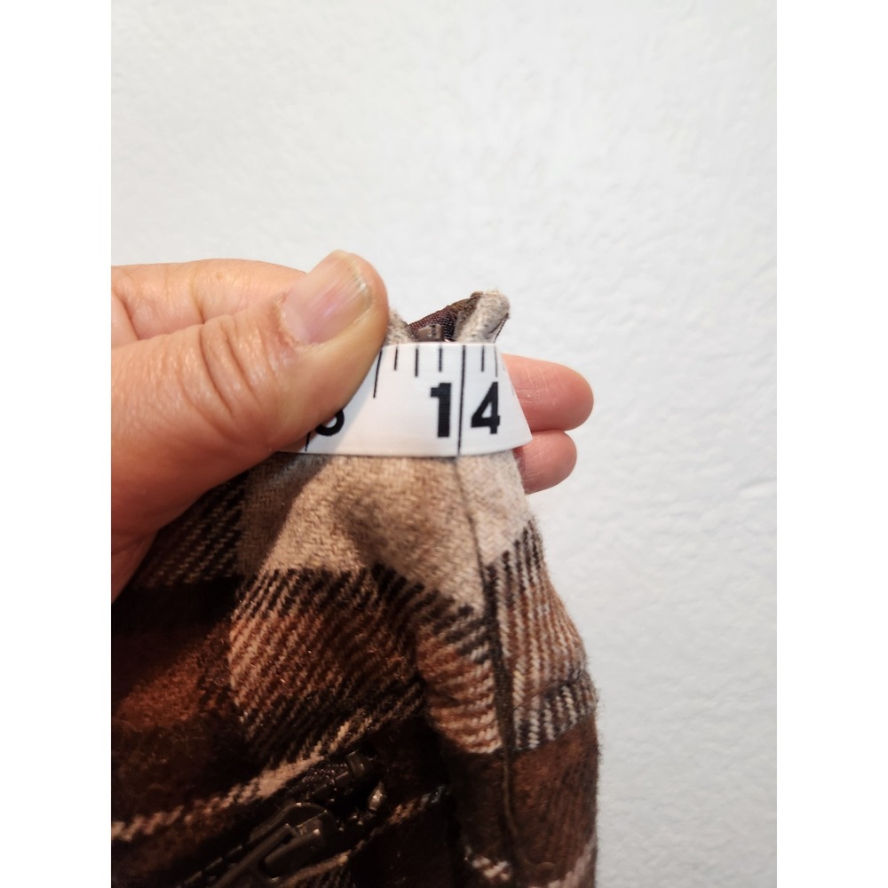 Vintage Esprit Plaid Midi Skirt 6 Brown Wool Blend USA Academia Cottagecore - Picture 3 of 5